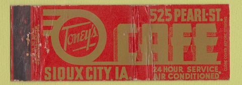 Matchbook Cover - Toney's Cafe Sioux City IA
