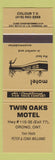 Matchbook Cover - Twin Oaks Motel Orono ON gold