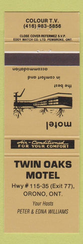 Matchbook Cover - Twin Oaks Motel Orono ON gold