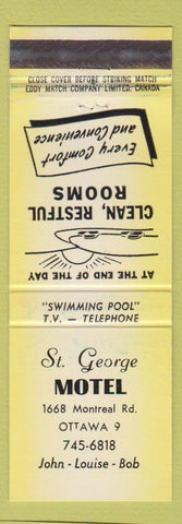Matchbook Cover - St George Motel Ottawa ON WEAR yellow
