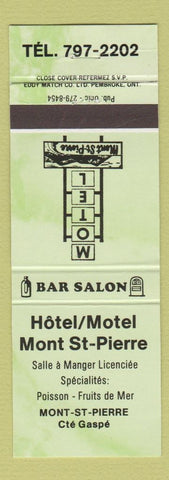 Matchbook Cover - Hotel Motel Mont St Pierre QC green