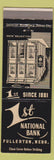 Matchbook Cover - 1st National Bank Fullerton NE WEAR