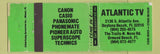 Matchbook Cover - Atlantic TV Ormond Beach Daytona FL Canon Casino Panasonic