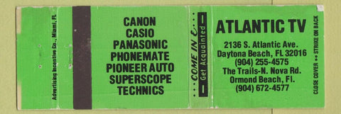 Matchbook Cover - Atlantic TV Ormond Beach Daytona FL Canon Casino Panasonic