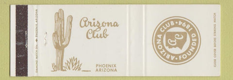 Matchbook Cover - Arizona Club Phoenix AZ
