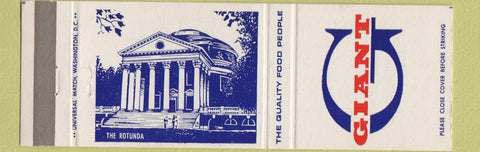 Matchbook Cover - Giant Food Grocery The Rotunda  Charlottesville VA