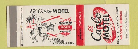 Matchbook Cover - El Carlo Motel Valdosta GA