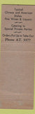 Matchbook Cover - Mun Hing Chinese Restaurant Kings Bar Minneapolis MN