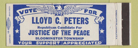 Matchbook Cover - Lloyd C Peters Justice of the Peace Bloomington Township IL?