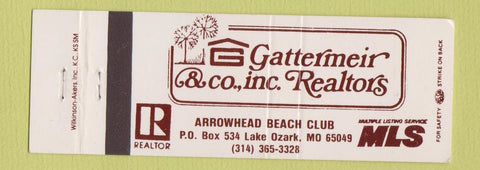 Matchbook Cover - Gattermeir Real Estate Arrowhead Beach Club Lake Ozark MO