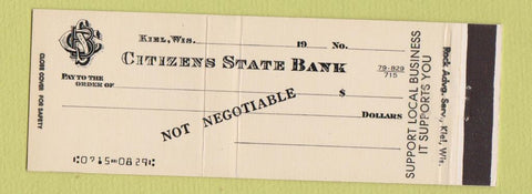 Matchbook Cover - Citizens State Bank Kiel WI
