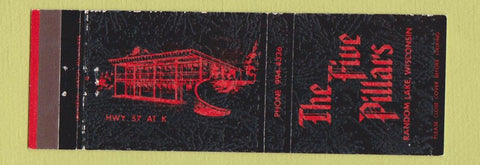 Matchbook Cover - Five Pillars Random Lake WI