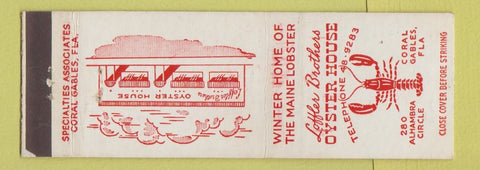 Matchbook Cover - Loffler Brothers Oyster House Coral Gables FL