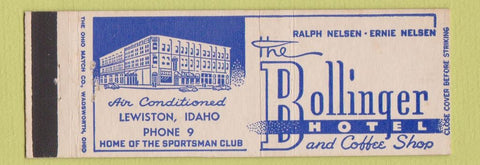 Matchbook Cover - Bollinger Hotel Lewiston ID low phone #