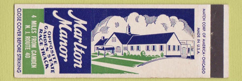 Matchbook Cover - Marlton Manor Camden NJ