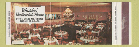 Matchbook Cover - Charles' Continental House Chicago IL