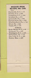 Matchbook Cover - Kenwood Court Howard Johnson Restaurant Wilson NC