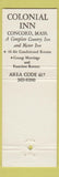 Matchbook Cover - Colonial Inn Concord MA