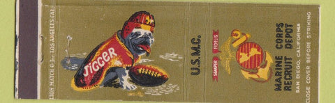 Matchbook Cover - Marine Corps Recruit Depot San Diego CA Jigger football dog