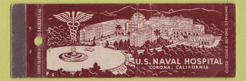 Matchbook Cover - US Naval Hospital Corona CA