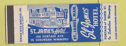 Matchbook Cover - ST James Hotel Winnipeg MB