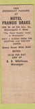 Matchbook Cover - Hotel Francis Drake Minneapolis MN