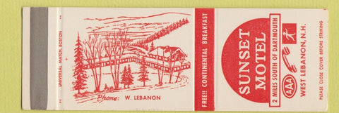 Matchbook Cover - Sunset Motel West Lebanon NH