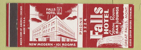 Matchbook Cover - Falls Hotel Great Falls MT