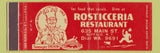 Matchbook Cover - Rosticceria Restaurant Buffalo NY