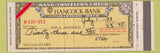 Matchbook Cover - Hancock Bank Norfolk County
