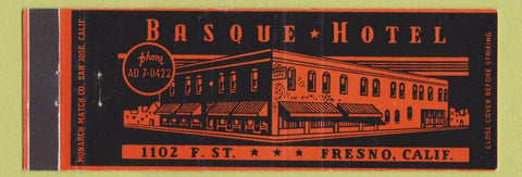 Matchbook Cover - Basque Hotel Fresno CA