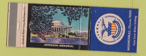 Matchbook Cover Government Employees Insurance Jefferson Memorial Washington DC