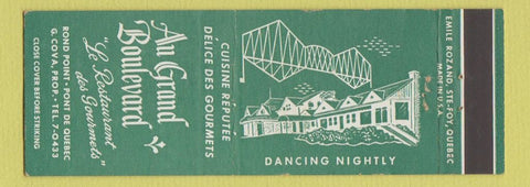 Matchbook Cover - Au Grand Boulevard Restaurant Rond Point Pont De Quebec QC