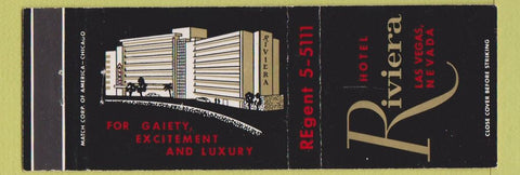 Matchbook Cover - Hotel Riviera Casino Las Vegas NV
