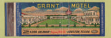 Matchbook Cover - Grant Motel Houston TX WORN