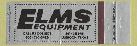 Matchbook Cover - Elms Equipment Lubbock TX