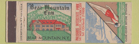 Matchbook Cover - Bear Mountain Inn Bear Mountain NY girlie WEAR