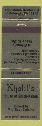 Matchbook Cover - Khalil's House of Shish Kabob Pittsburgh PA