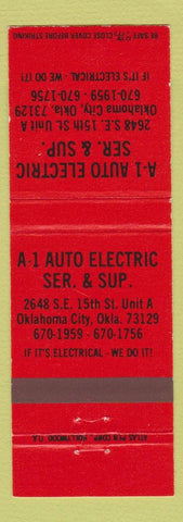Matchbook Cover - A1 Auto Service Oklahoma City OK
