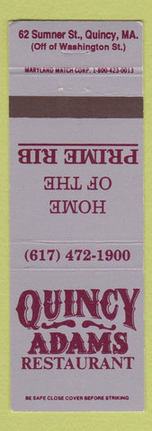 Matchbook Cover - Quincy Adams Restaurant Quincy MA