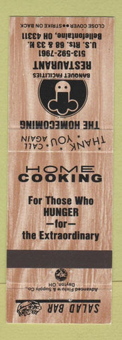 Matchbook Cover - Homecoming Restaurant Bellefontaine OH