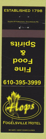 Matchbook Cover - Hops Fogelsville Hotel PA