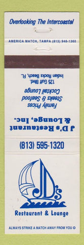 Matchbook Cover - JD's Restaurant Lounge Indian Rocks Beach FL