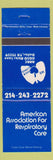 Matchbook Cover - American Association for Respiratory Care Dallas TX lungs