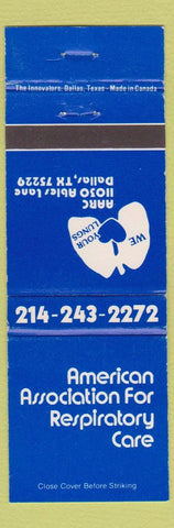 Matchbook Cover - American Association for Respiratory Care Dallas TX lungs