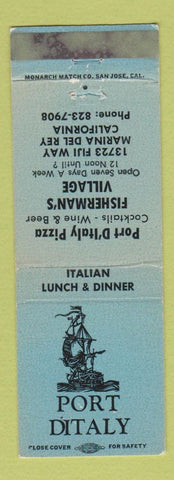 Matchbook Cover - Port D' Italy Marina Del Rey CA pizza WORN