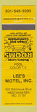 Matchbook Cover - Lee's Motel Westminster MD