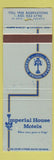 Matchbook Cover - Imperial House Motels  WORN