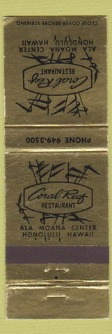 Matchbook Cover - Coral Reef Restaurant Honolulu Hawaii