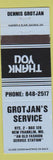 Matchbook Cover - Grotjan's Service oil gas New Franklin MO